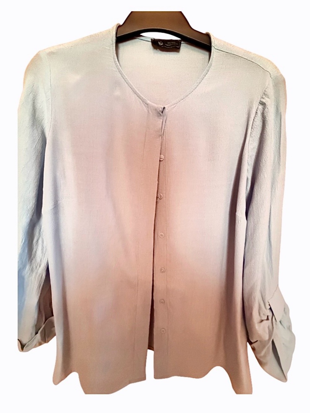 Light Gray Button-Front Blouse